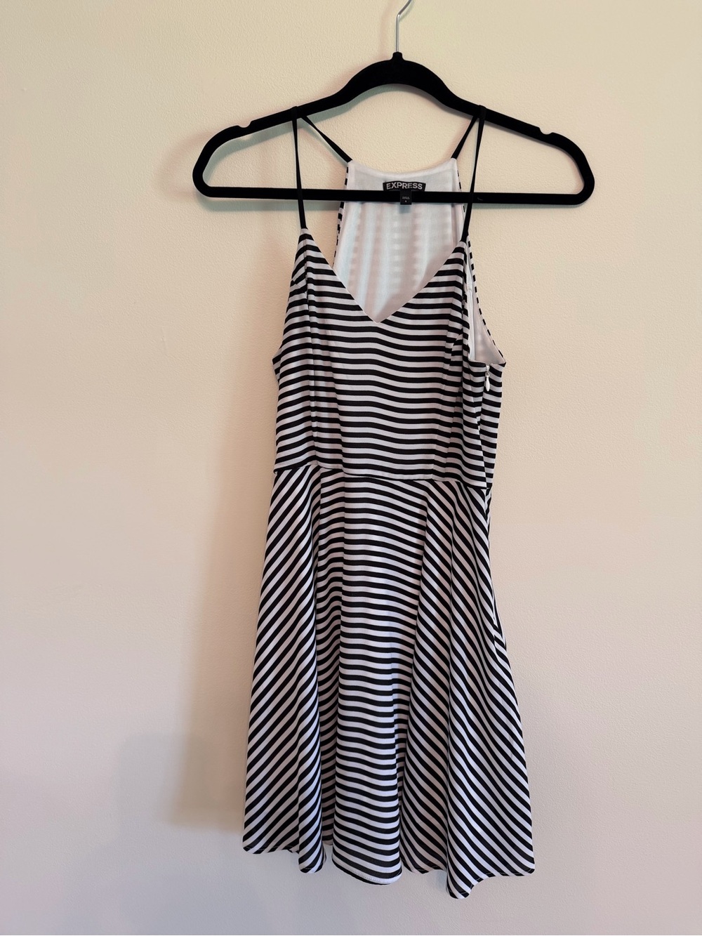 Express Black and White Striped Spaghetti Strap Mini Dress